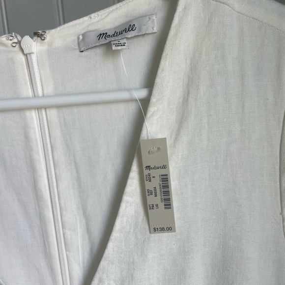 NWT Madewell Linen-Blend Button-Wrap Midi Dress in lighthouse - 8 - Picture 7 of 7